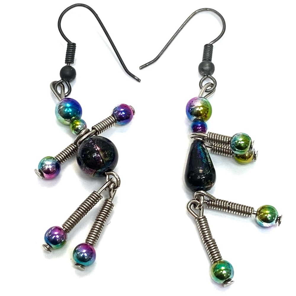 VINTAGE IRIDESCENT DANCING PERSON FIGURE EARRINGS